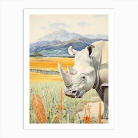 Patchwork Rhino With The Trees 3 Art Print