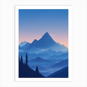 Misty Mountains Vertical Composition In Blue Tone 12 Art Print