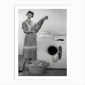 Housewife Doing The Laundry Art Print