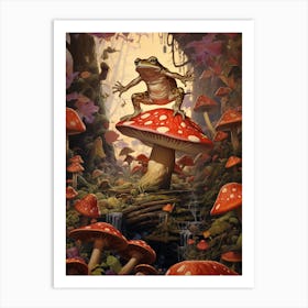 Mystical Mushroom Wood Frog 3 Art Print