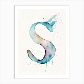 S  Letter, Alphabet Minimalist Watercolour 8 Art Print
