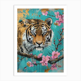 Tiger In Bloom 4 Art Print