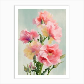 Snapdragons Flowers Acrylic Painting In Pastel Colours 3 Art Print