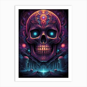 Skull Psychedelic Art Art Print