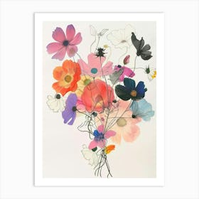 Cosmos 1 Collage Flower Bouquet Art Print