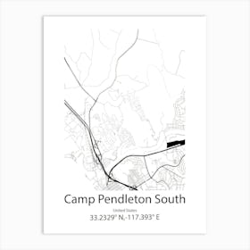 Camp Pendleton South,United States Minimalist Map Art Print