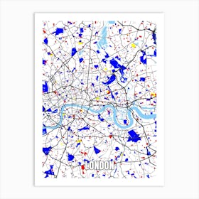 Map of London, UK Mondrian Style Art Print