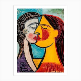 Kiss loving couple Art Print