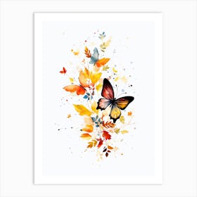 A Butterfly Watercolour In Autumn Colours 1 Art Print
