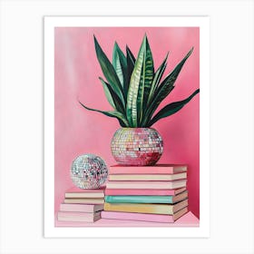 Plant On Books Art Print