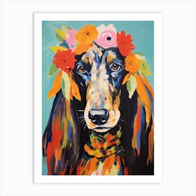 Afghan Hound Portrait With A Flower Crown, Matisse Painting Style 2 Art Print