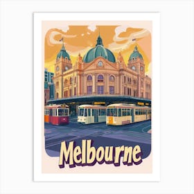 Aihrgdesign A Vintage Travel Poster Of Melbourne Featuring Th 26c84a13 2932 4e1f 9a5d 48efa245583d 2 Art Print