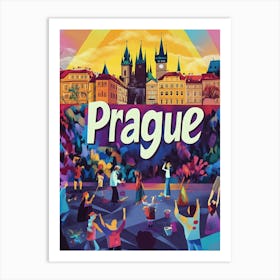 Aihrgdesign A 1970s Inspired Travel Poster For Prague 1 Art Print