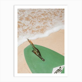 Surfboard On The Beach Art Print