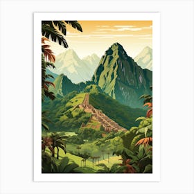 Machu Picchu Peru 1 Vintage Travel Illustration Art Print