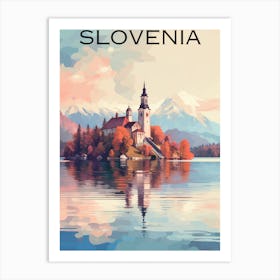 Colouful Slovenia travel poster lake bled Art Print