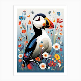 Scandinavian Bird Illustration Puffin 2 Art Print