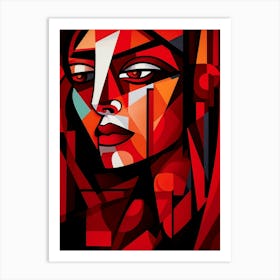 Cubist Abstract Geometric Lady Illustration 3 Art Print