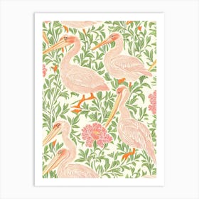 Pelican 2 William Morris Style Bird Art Print