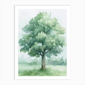Linden Tree Atmospheric Watercolour Painting 4 Art Print
