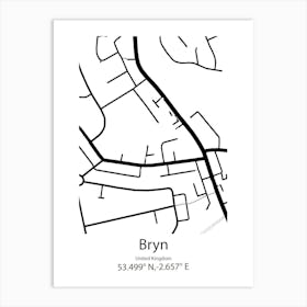 Bryn Mawr Skyway,United States Minimalist Map 1 Art Print