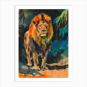 Masai Lion Symbolic Imagery Fauvist Painting 3 Art Print