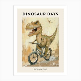 Dinosaur Riding A Bike Poster 2 Art Print