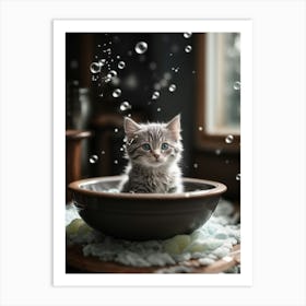 Kitten In A Bowl Art Print