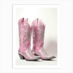 Pink Cowboy Boots, Western Aesthetic, Preppy Aesthetic, Cowgirl, Trendy Art Print