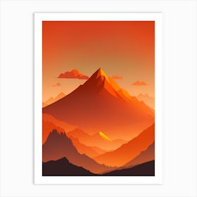 Misty Mountains Vertical Background In Orange Tone 17 Art Print