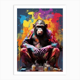 Colourful Thinker Monkey Graffiti Illustration 3 Art Print