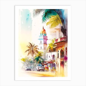 Mombasa Kenya Watercolour Pastel Tropical Destination Art Print