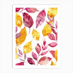 Watercolor Autumn Leaves Seamless Pattern 5 Art Print