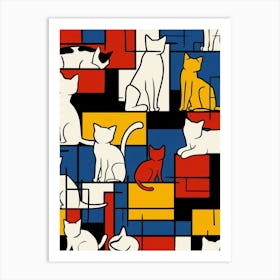 Cats In The Squares Art Print