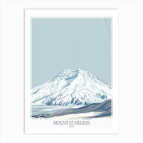 Mount St Helens Usa Color Line Drawing 8 Poster Art Print