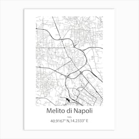 Melito Di Napoli,Italy Minimalist Map Art Print