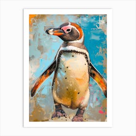 Galapagos Penguin Isabela Island Colour Block Painting 2 Art Print