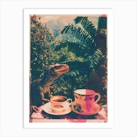 Retro Dinosaur Tea Party 1 Art Print