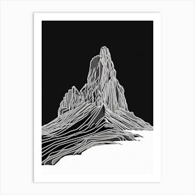 Fan Y Big Mountain Line Drawing 2 Art Print