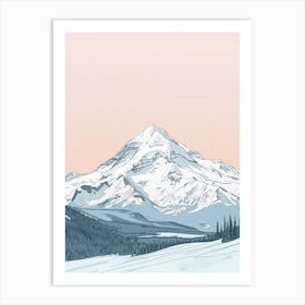 Mount Washington Usa Color Line Drawing (4) Art Print