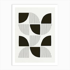 Shapes and Lines - Black 05 Art Print