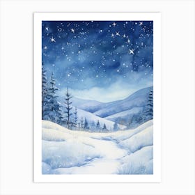 Winter Landscape Watercolor Painting 4 Art Print