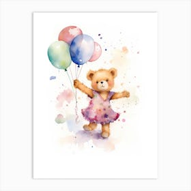 Rhythmic Gymnastics Teddy Bear Painting Watercolour 3 Art Print