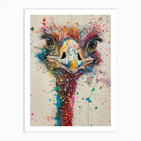 Ostrich Colourful Watercolour 4 Art Print