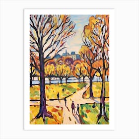 Autumn City Park Painting Kensington Gardens London 3 Art Print