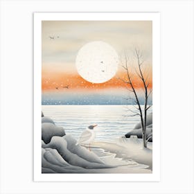 Winter Bird Painting Seagull 2 Art Print