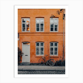 Orange House And A Bike Art Print