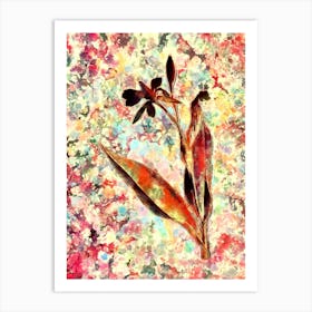Impressionist Bandana of the Everglades Botanical Painting in Blush Pink and Gold Art Print