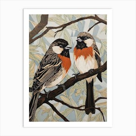 Art Nouveau Birds Poster Sparrow 4 Art Print