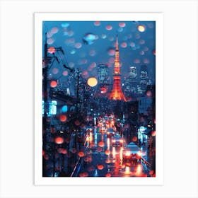 Rainy Night In Tokyo Art Print